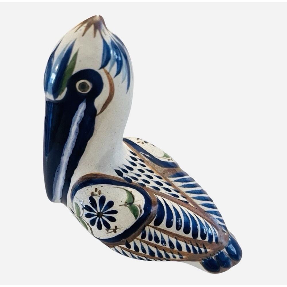 Vintage TONALA Mexico Pelican Bird Folk Art Pottery Mexican Handmade Matt Finish